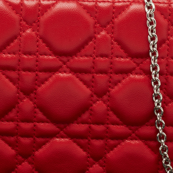 Top quality Dior Red Cannage Leather Lady  Chain Clutch
