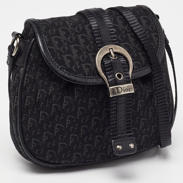 Top quality Dior Black Oblique Canvas and Leather Mini Crossbody Bag