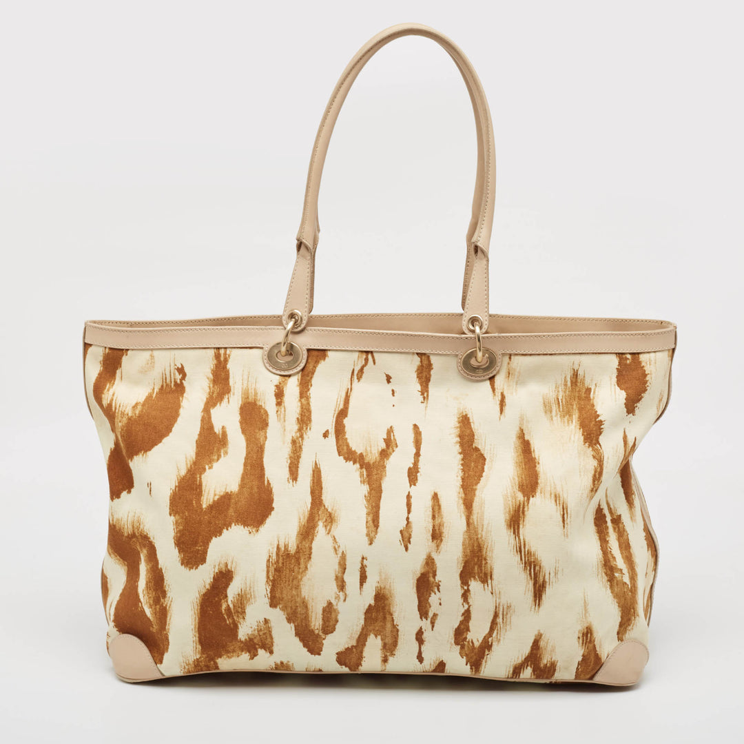 Top quality Dior Beige/Brown Printed Canvas and Leather St. Tropez Tote