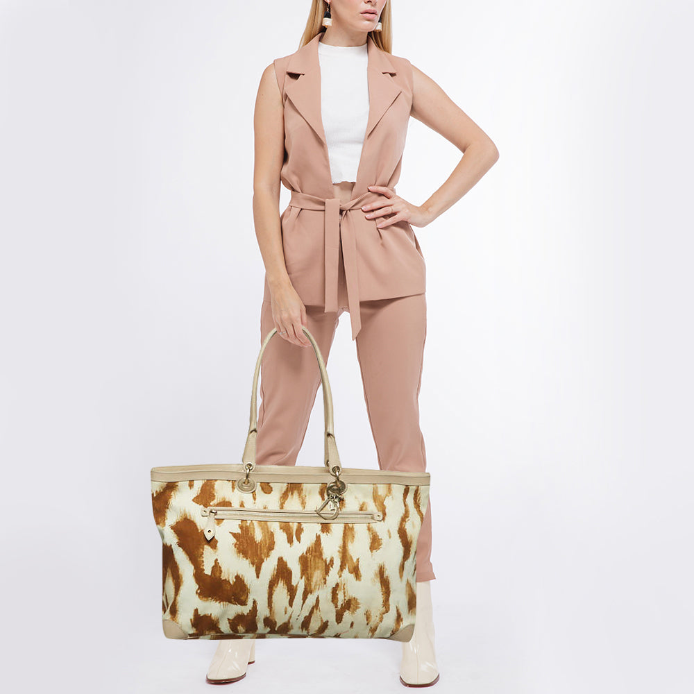 Top quality Dior Beige/Brown Printed Canvas and Leather St. Tropez Tote