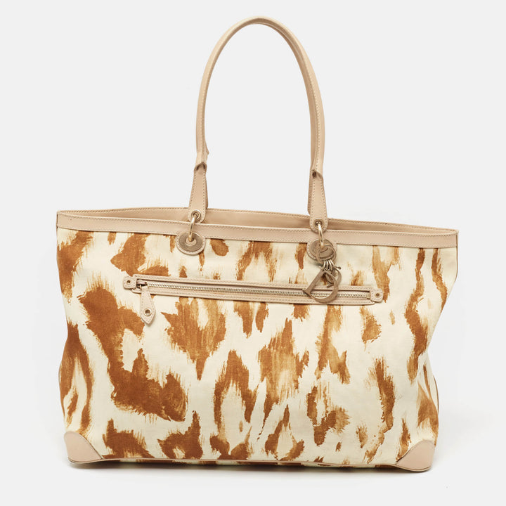 Top quality Dior Beige/Brown Printed Canvas and Leather St. Tropez Tote