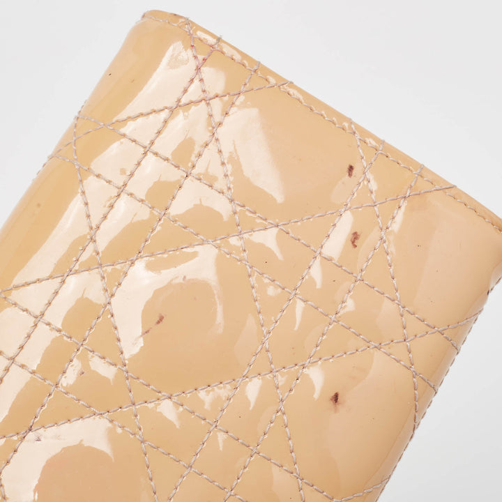 Top quality Dior Light Pink Cannage Patent Leather Lady  Wallet on Chain