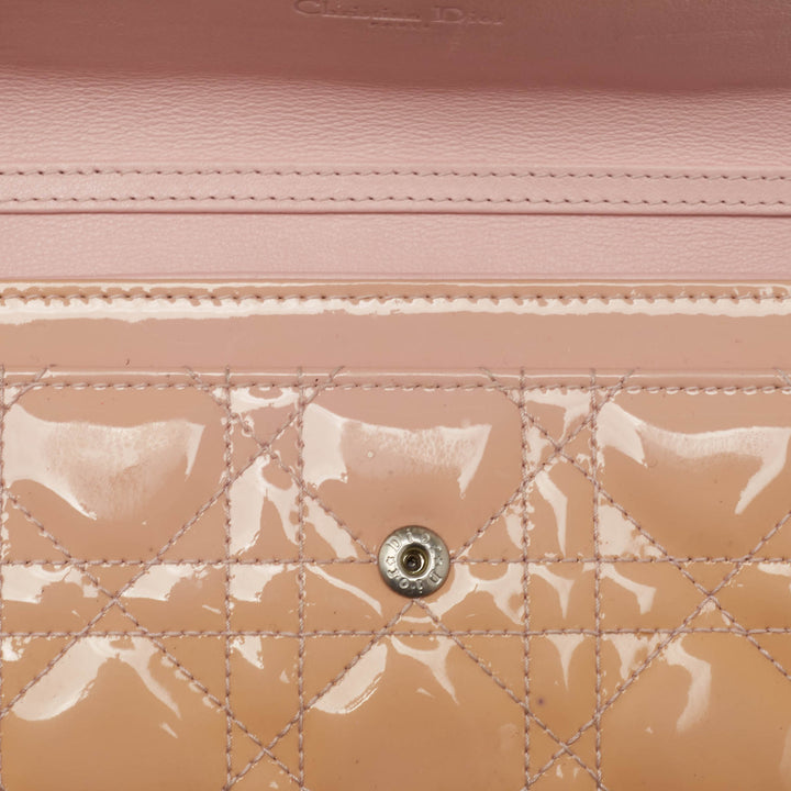Top quality Dior Light Pink Cannage Patent Leather Lady  Wallet on Chain