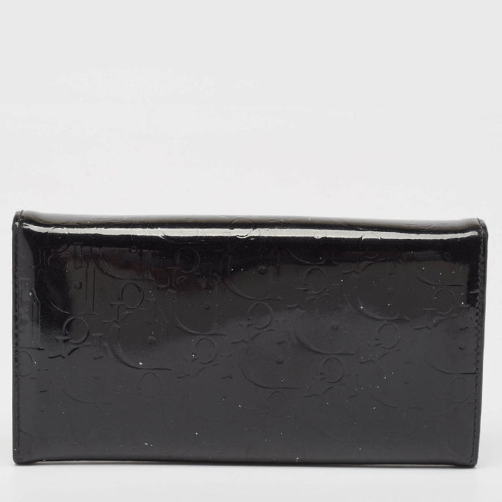 Top quality Dior Black Oblique Embossed Patent Leather Continental Wallet