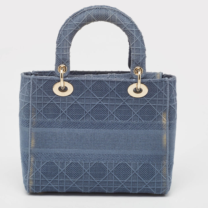 Top quality Dior Blue Cannage Embroidered Canvas Medium Lady D-Lite Tote