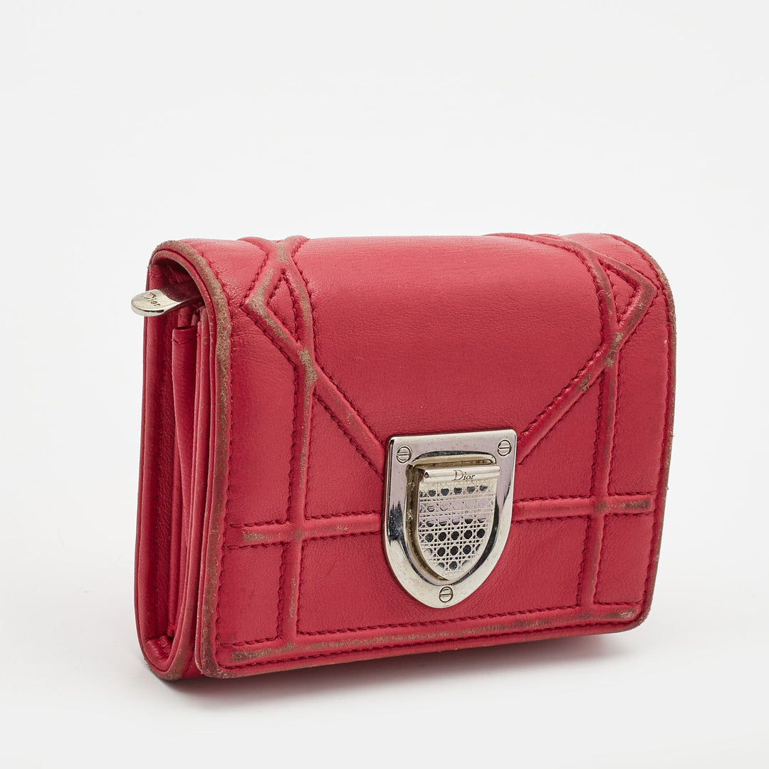 Top quality Dior Pink Leather ama Trifold Wallet