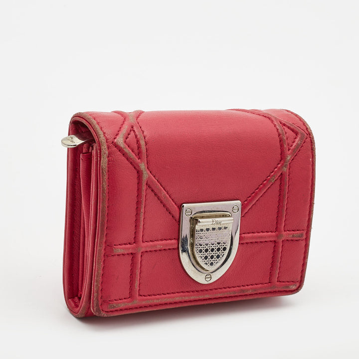 Top quality Dior Pink Leather ama Trifold Wallet