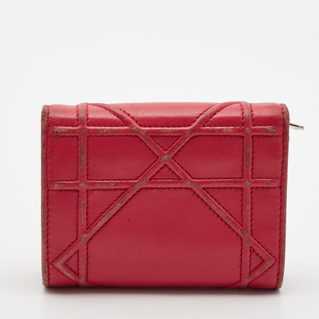 Top quality Dior Pink Leather ama Trifold Wallet
