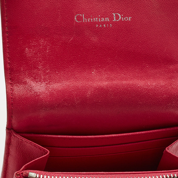 Top quality Dior Pink Leather ama Trifold Wallet