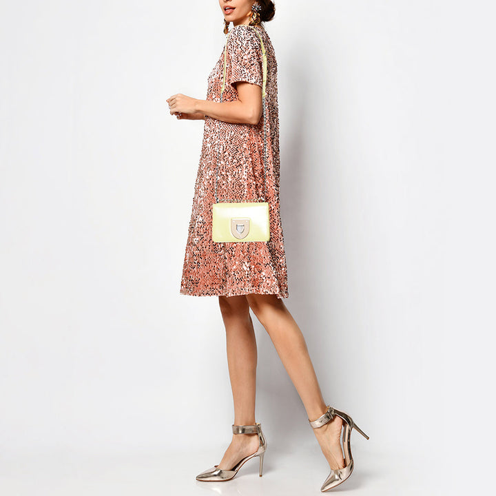 Top quality Dior Light Yellow Patent Leather ama Club Shoulder Bag