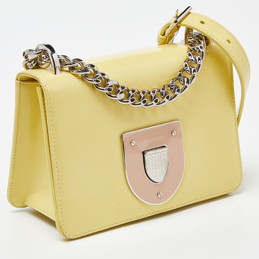 Top quality Dior Light Yellow Patent Leather ama Club Shoulder Bag