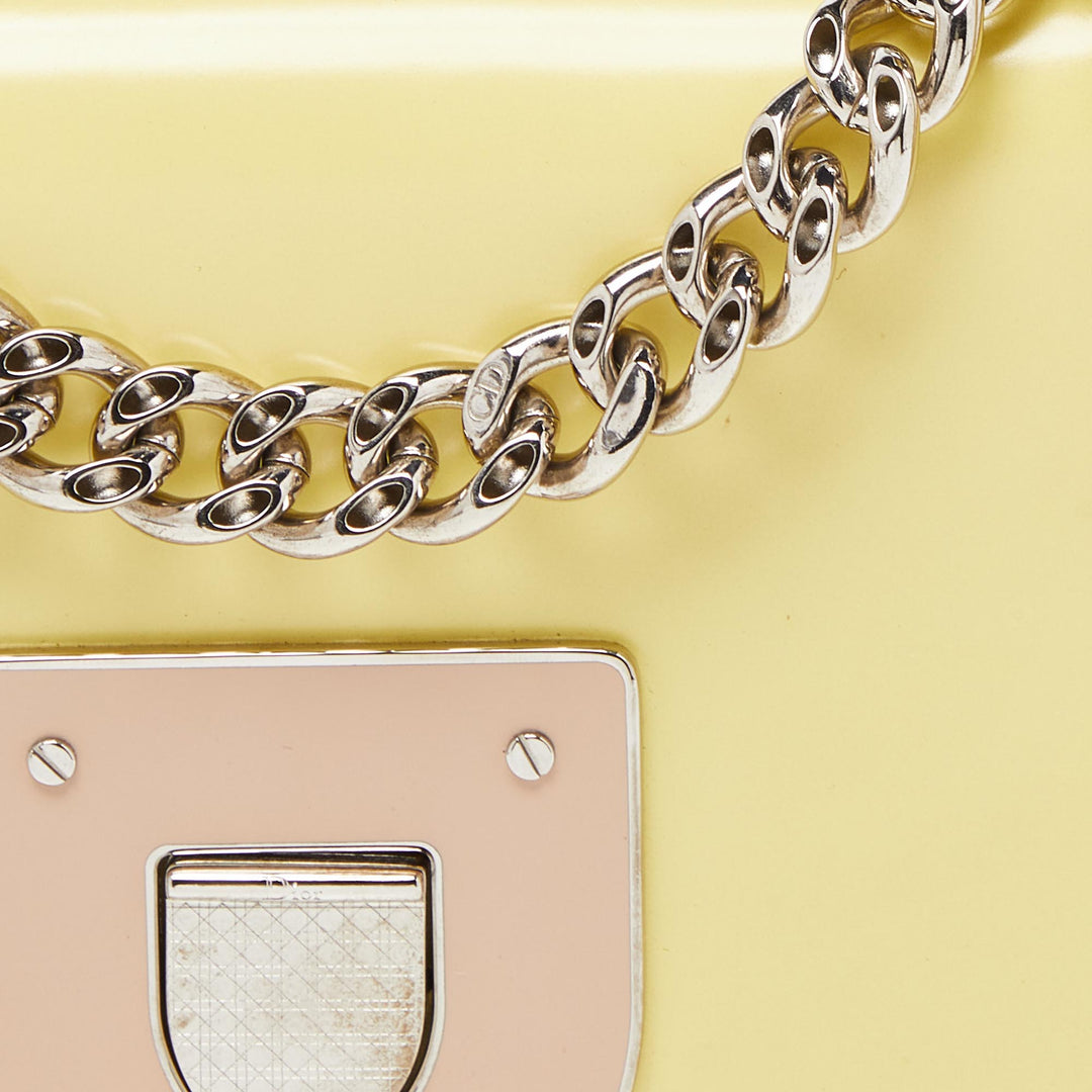 Top quality Dior Light Yellow Patent Leather ama Club Shoulder Bag