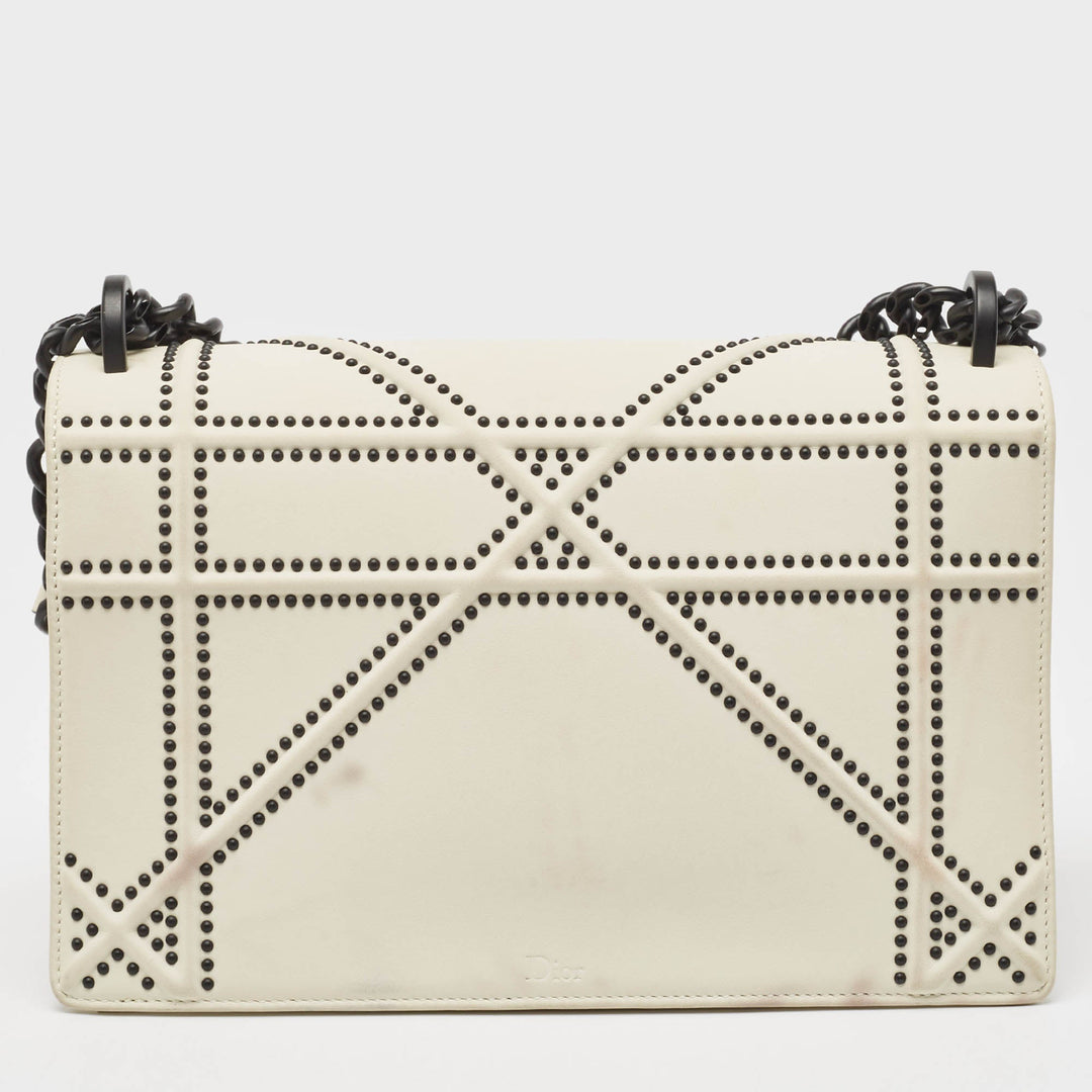 Top quality Dior White Leather Medium ama Flap Shoulder Bag