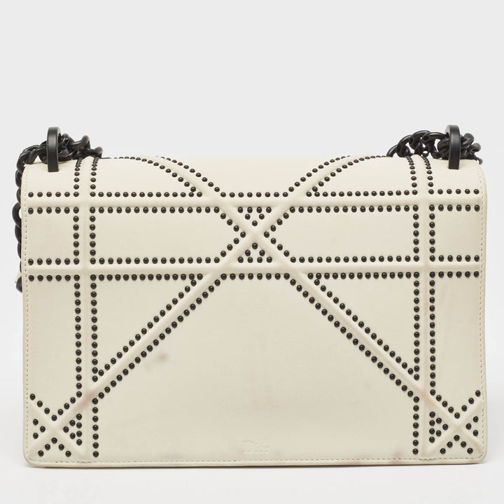 Top quality Dior White Leather Medium ama Flap Shoulder Bag
