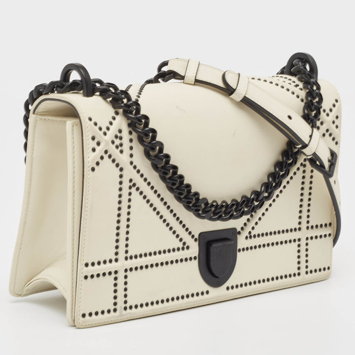 Top quality Dior White Leather Medium ama Flap Shoulder Bag