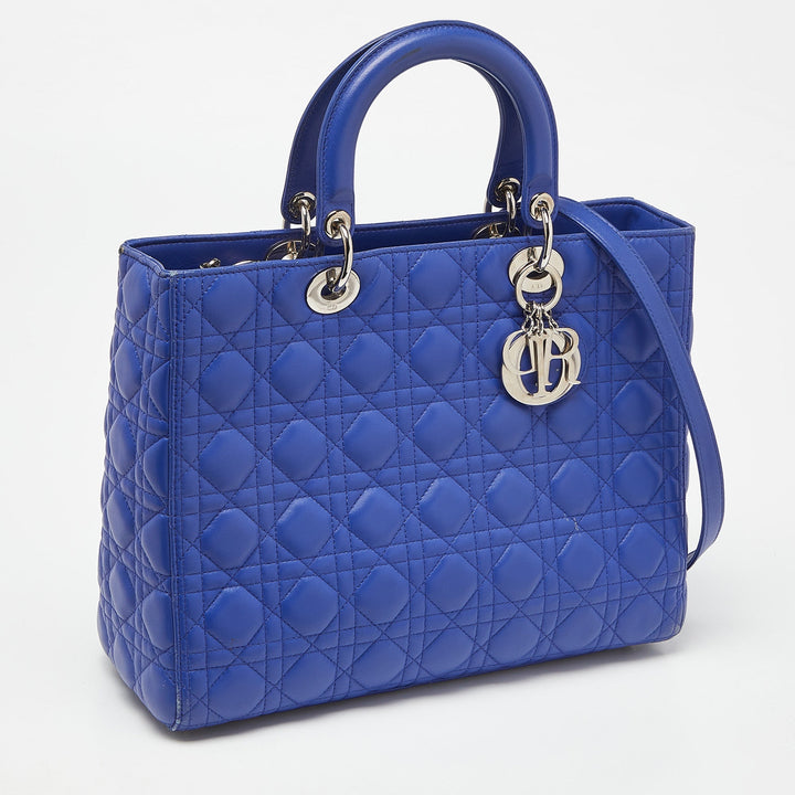 Top quality Dior Blue Cannage Leather Large Lady  Tote
