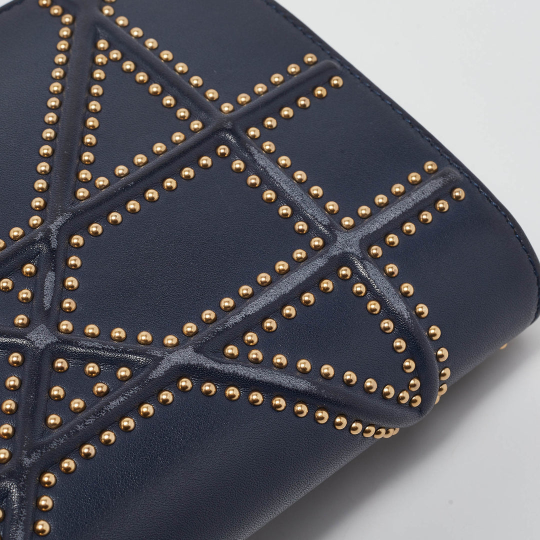 Top quality Dior Navy Blue Leather Studded ama Wallet on Chain