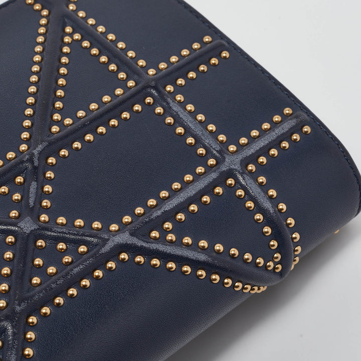 Top quality Dior Navy Blue Leather Studded ama Wallet on Chain