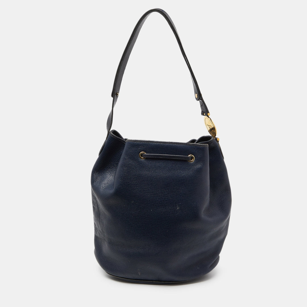 Top quality Dior Blue Leather String Bucket Bag
