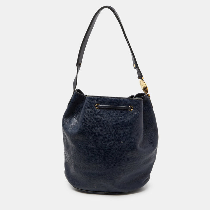Top quality Dior Blue Leather String Bucket Bag