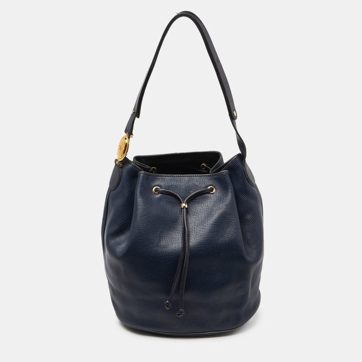 Top quality Dior Blue Leather String Bucket Bag