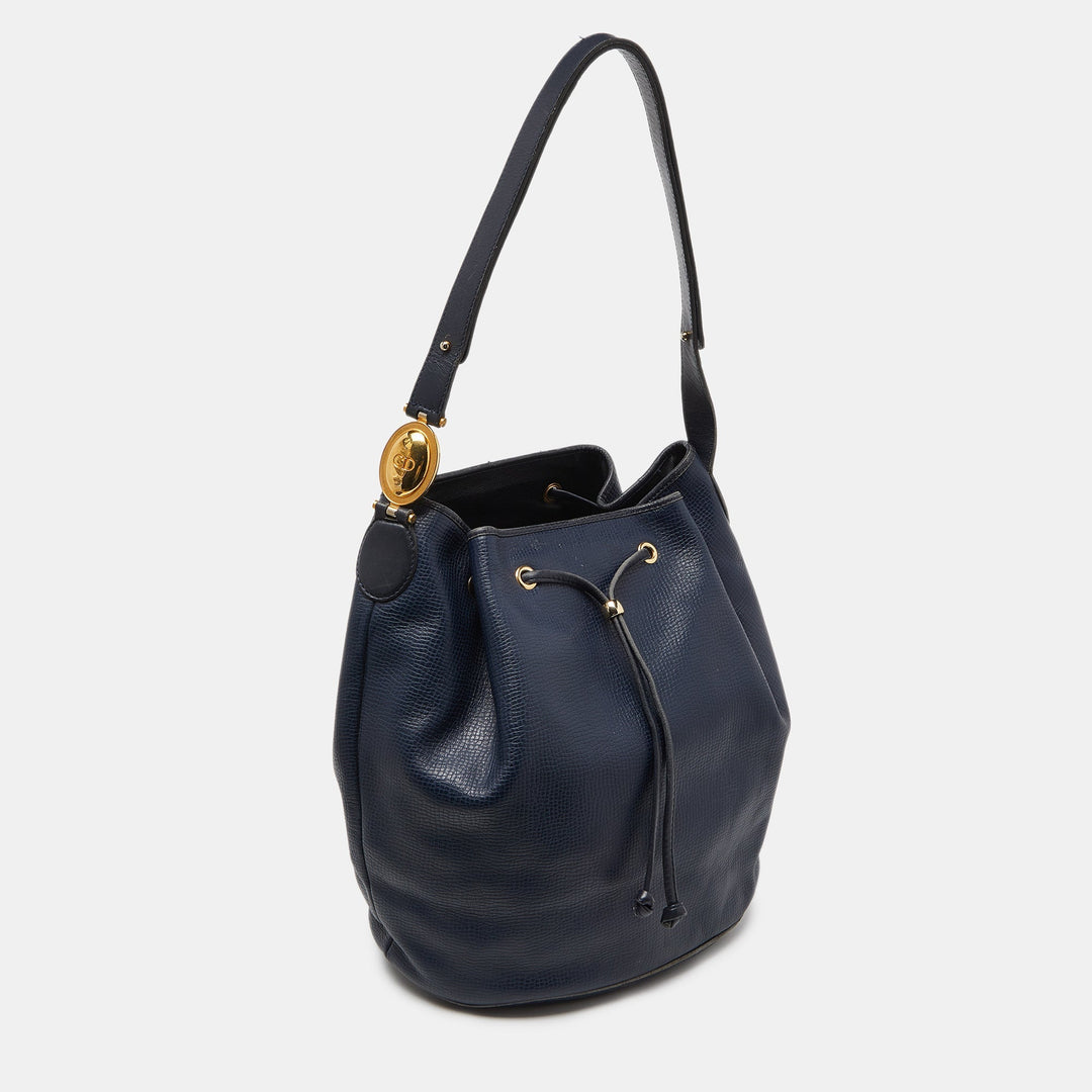 Top quality Dior Blue Leather String Bucket Bag