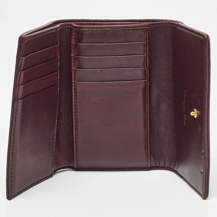 Top quality Dior Burgundy Leather Studded ama Trifold Wallet