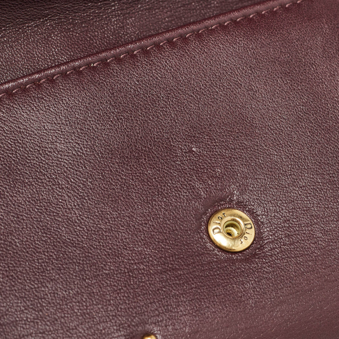Top quality Dior Burgundy Leather Studded ama Trifold Wallet