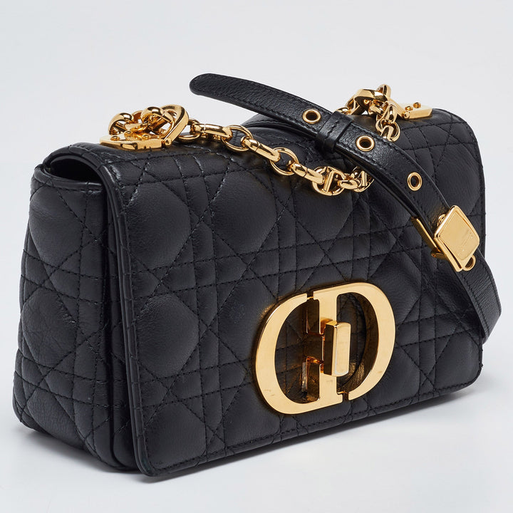 Top quality Dior Black Cannage Leather Small Caro Shoulder Bag