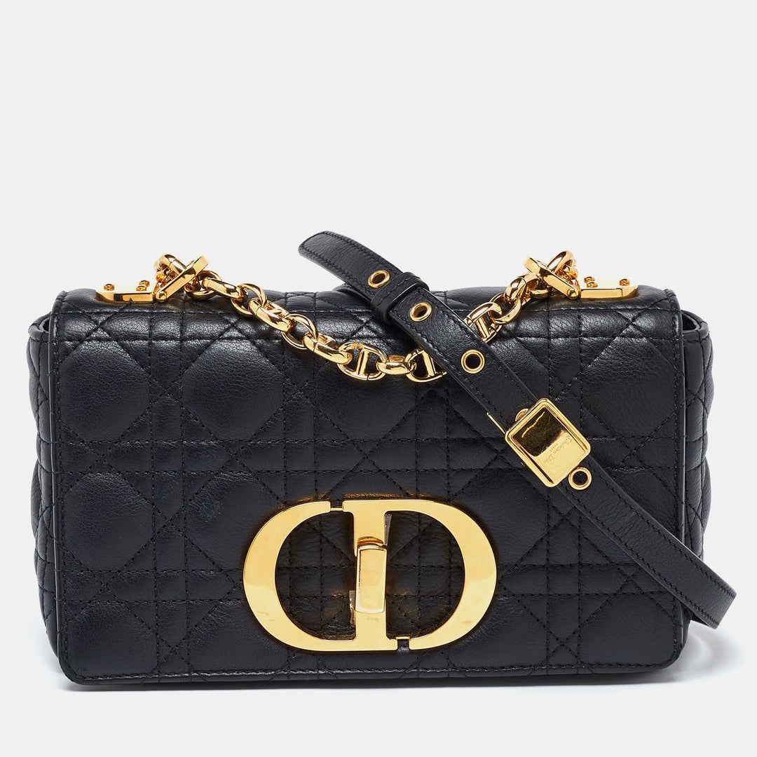 Top quality Dior Black Cannage Leather Small Caro Shoulder Bag