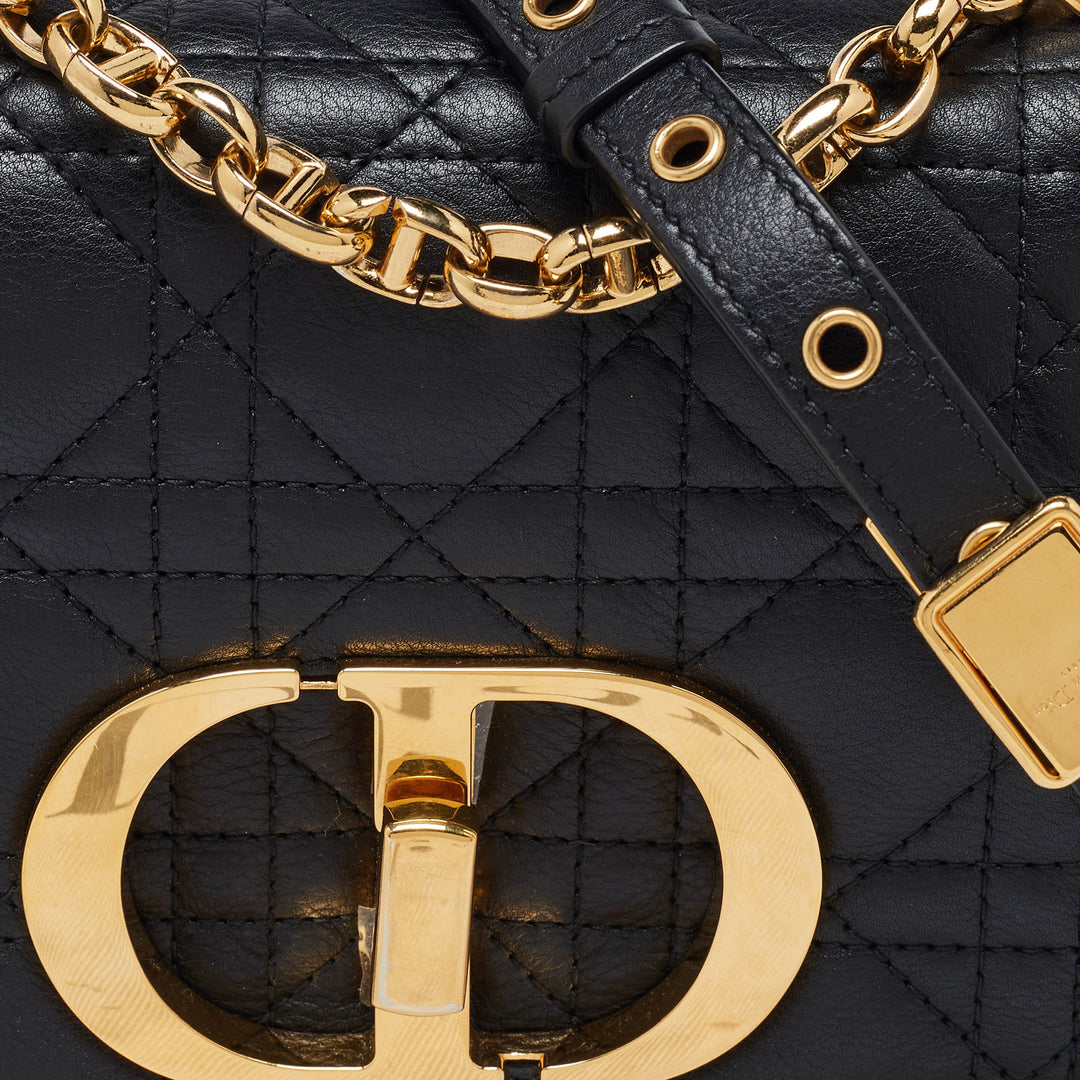 Top quality Dior Black Cannage Leather Small Caro Shoulder Bag