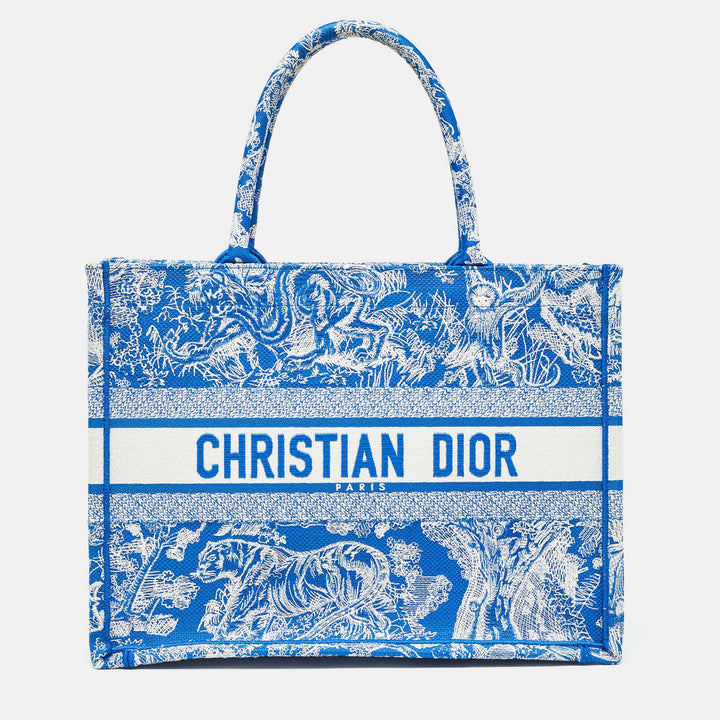 Top quality Dior Blue/White Embroidered Canvas Medium Toile de Jouy Book Tote