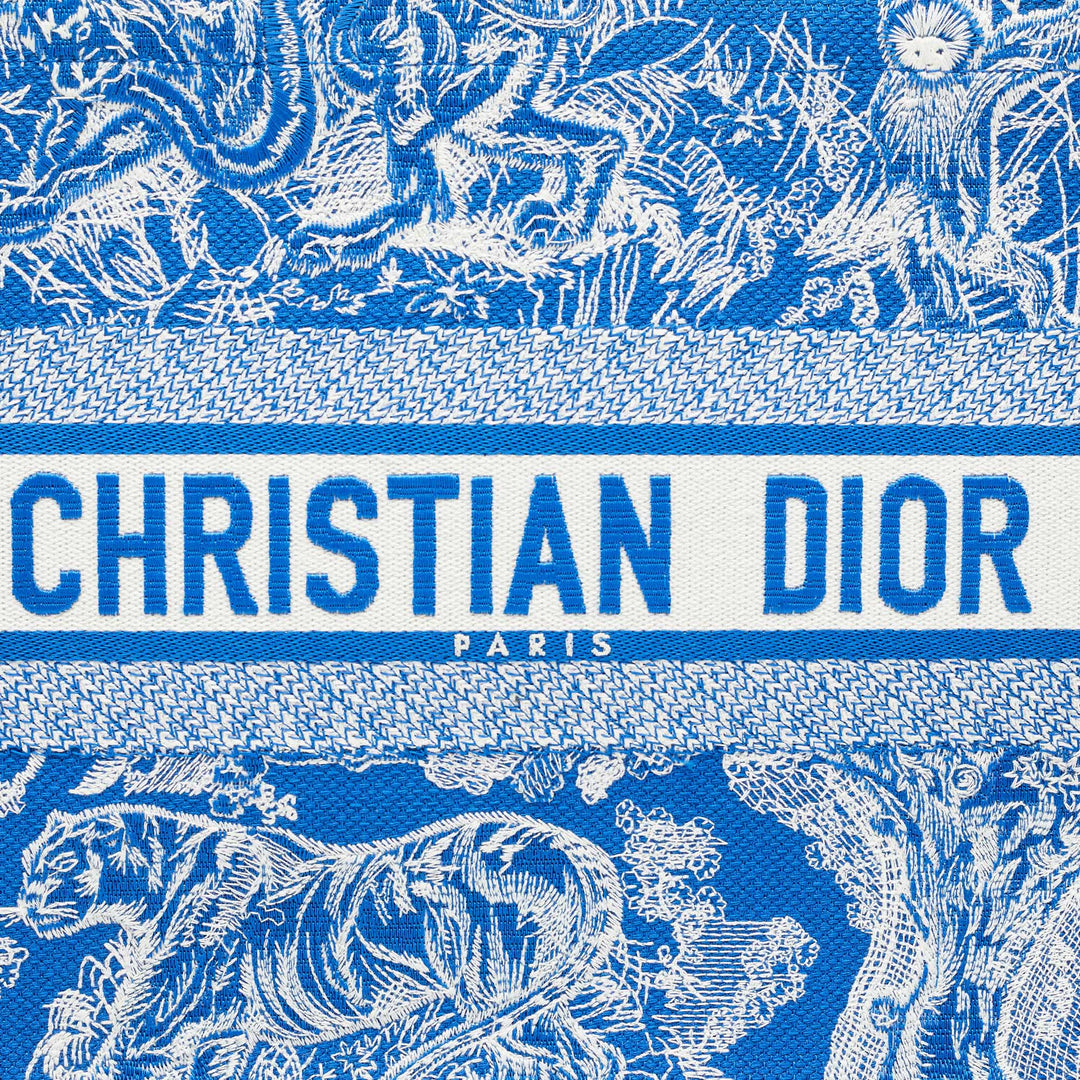 Top quality Dior Blue/White Embroidered Canvas Medium Toile de Jouy Book Tote
