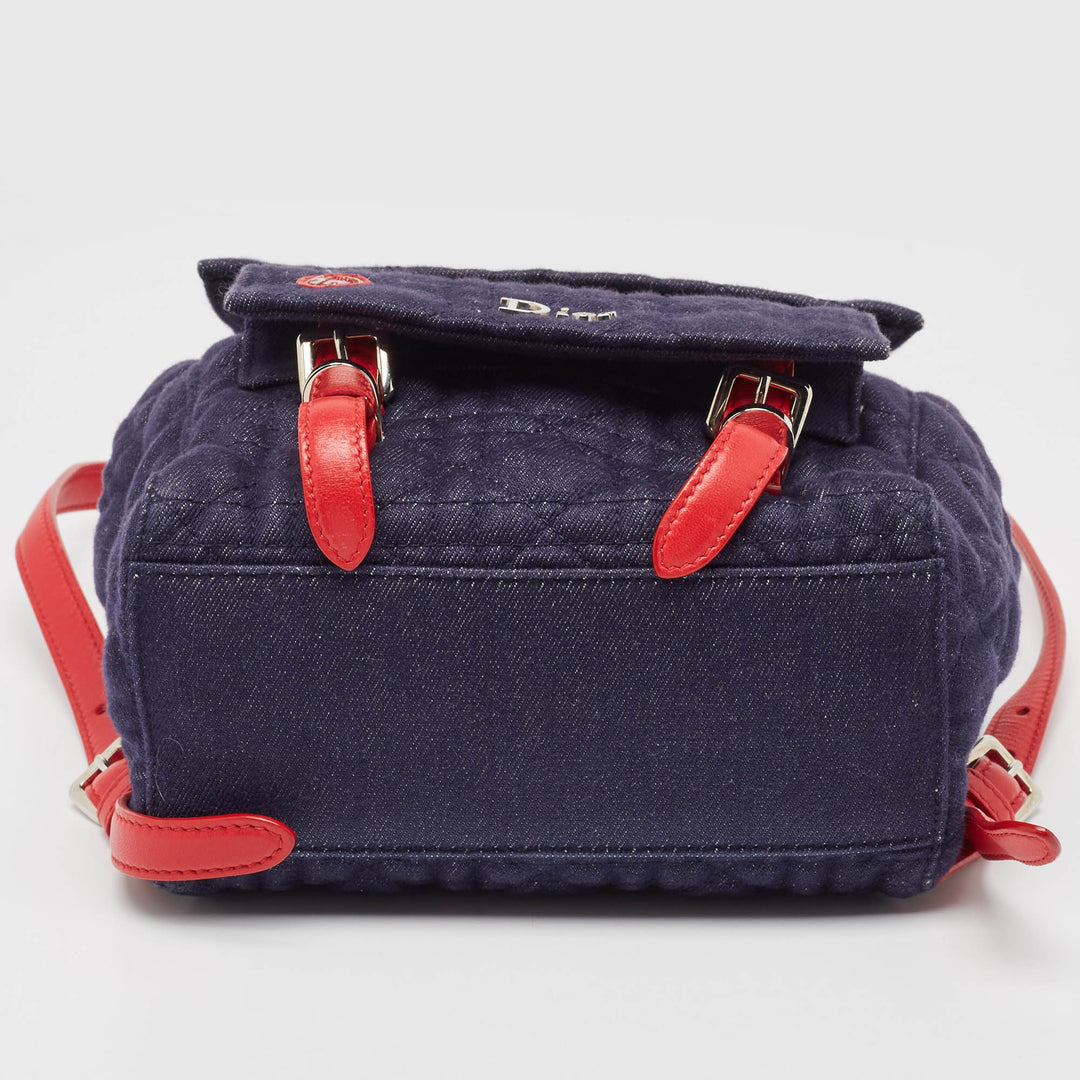 Top quality Dior Blue/Red Cannage Denim Small Stardust Backpack