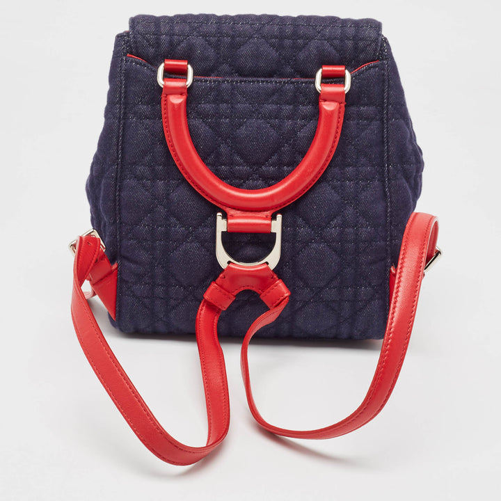 Top quality Dior Blue/Red Cannage Denim Small Stardust Backpack