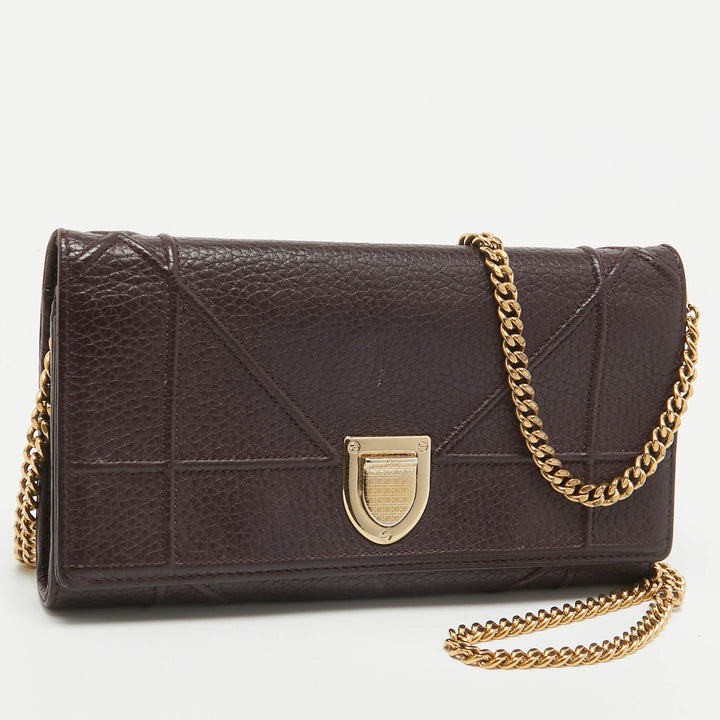 Top quality Dior Burgundy Leather ama Wallet on Chain