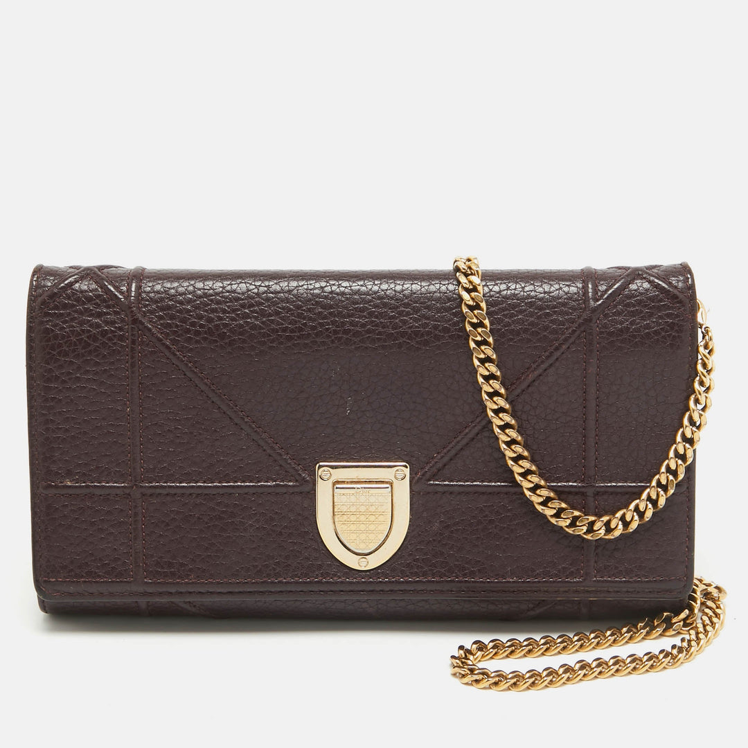 Top quality Dior Burgundy Leather ama Wallet on Chain