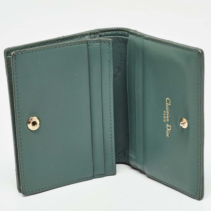 Top quality Dior Green Leather ama Bifold Compact Wallet