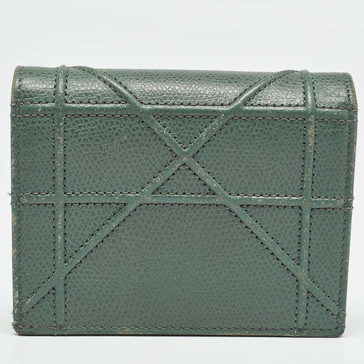 Top quality Dior Green Leather ama Bifold Compact Wallet