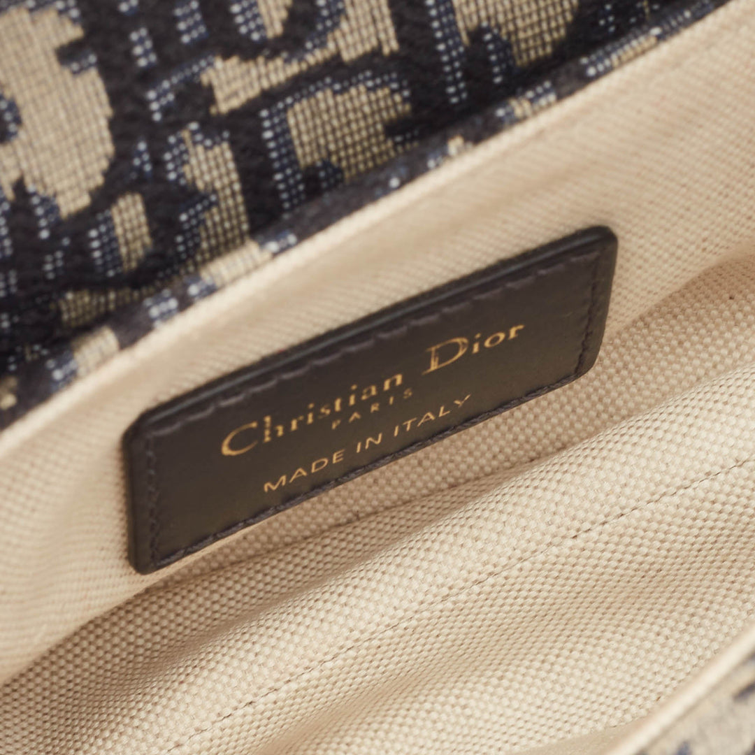 Top quality Dior Navy Blue Oblique Canvas and Leather Mini Saddle Bag