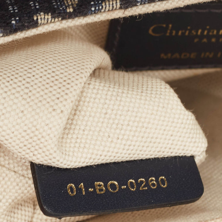 Top quality Dior Navy Blue Oblique Canvas and Leather Mini Saddle Bag