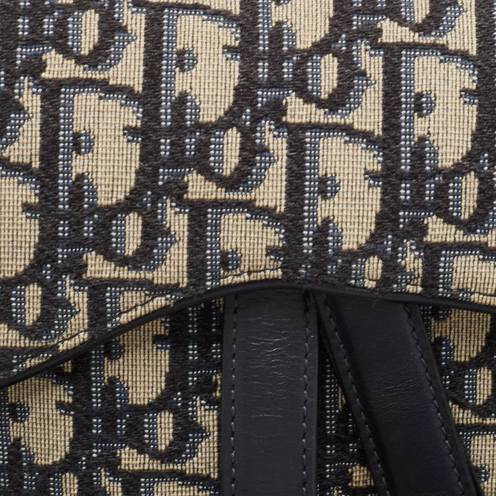 Top quality Dior Navy Blue Oblique Canvas and Leather Mini Saddle Bag