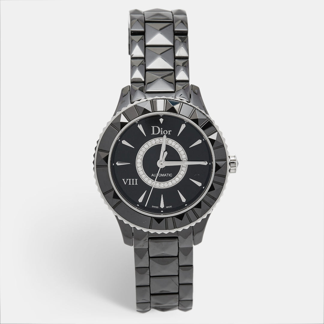 Top quality Dior Black Diamond Ceramic Stainless Steel  VIII CD1245E0C002 Women's Wristwatch 38 mm