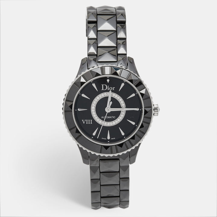 Top quality Dior Black Diamond Ceramic Stainless Steel  VIII CD1245E0C002 Women's Wristwatch 38 mm
