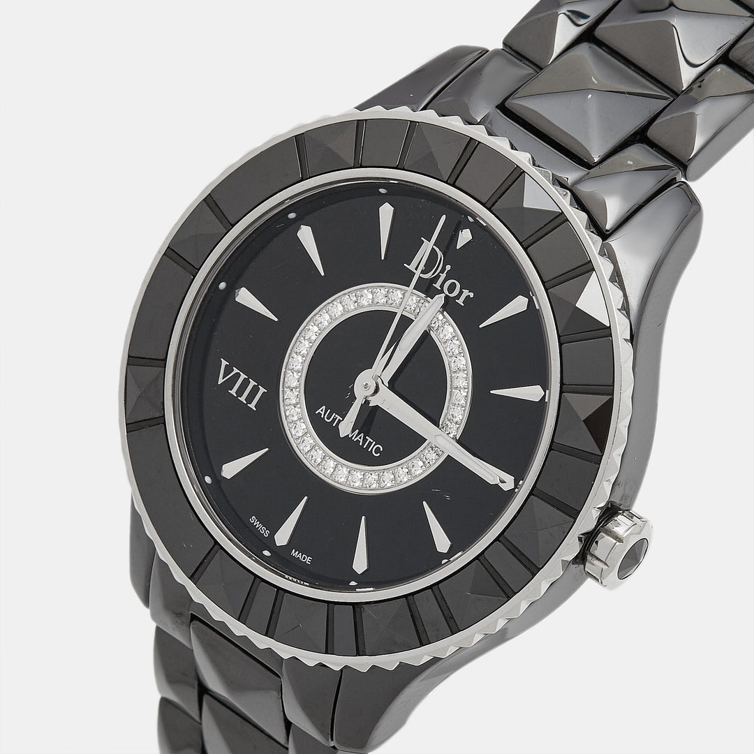 Top quality Dior Black Diamond Ceramic Stainless Steel  VIII CD1245E0C002 Women's Wristwatch 38 mm