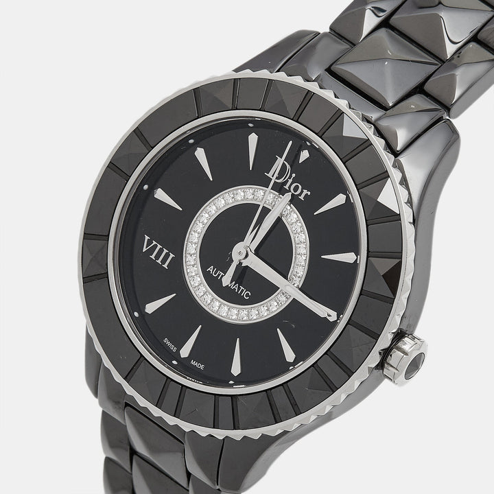 Top quality Dior Black Diamond Ceramic Stainless Steel  VIII CD1245E0C002 Women's Wristwatch 38 mm