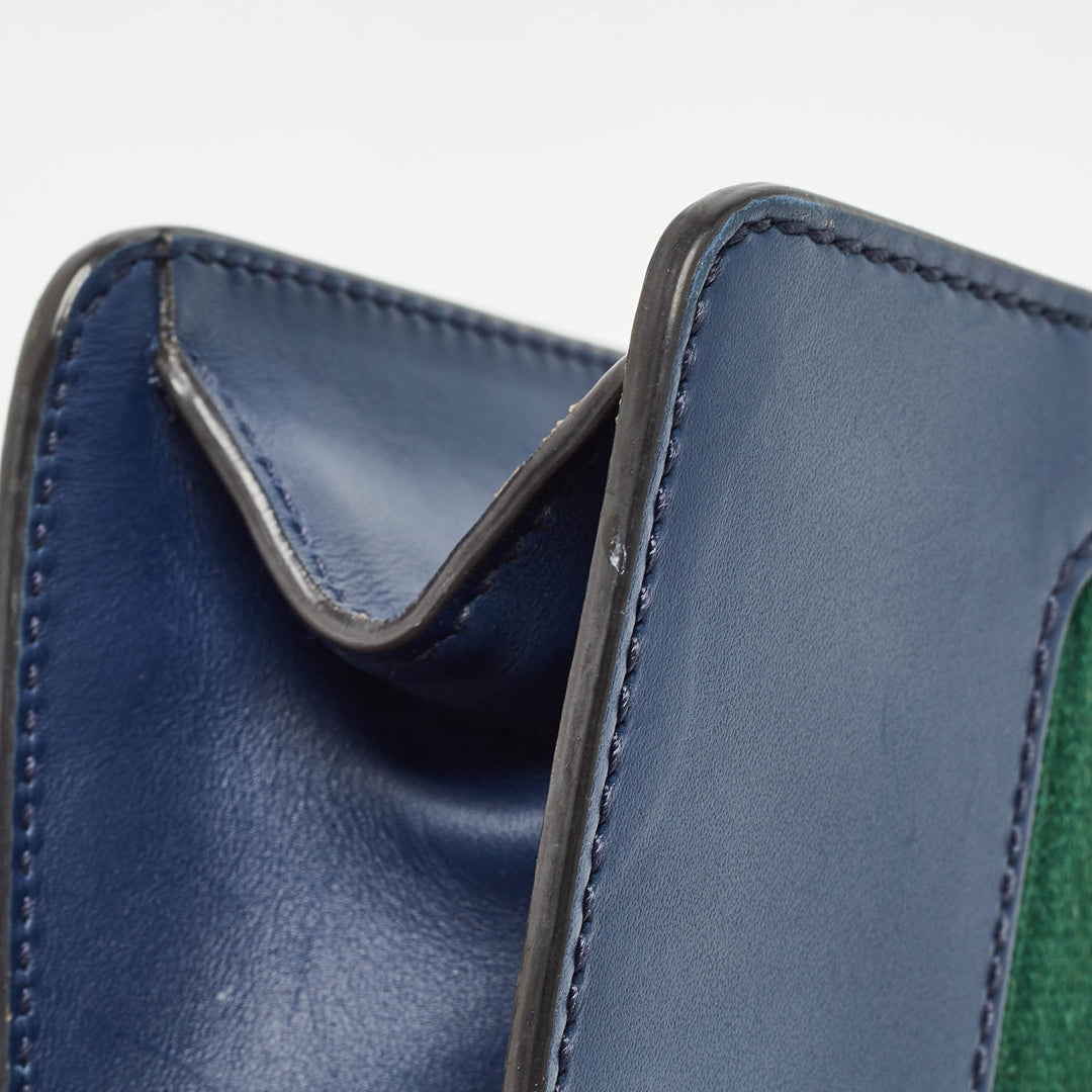 GUCCI Blue Leather Mini Web Chain Sylvie Crossbody Bag