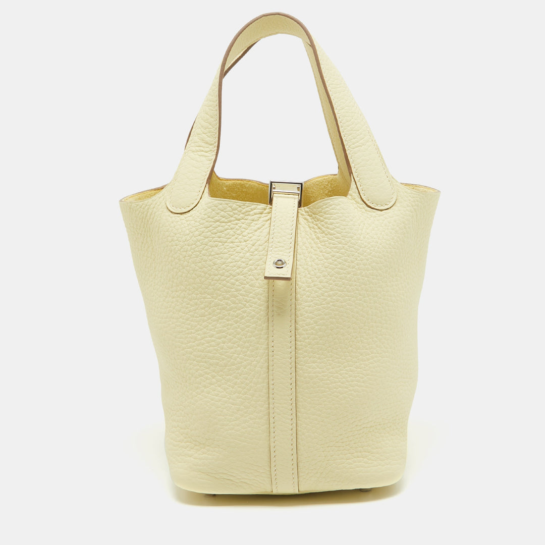 Hermes Jaune Milton Taurillon Clemence Leather Picotin Lock 18 Bag