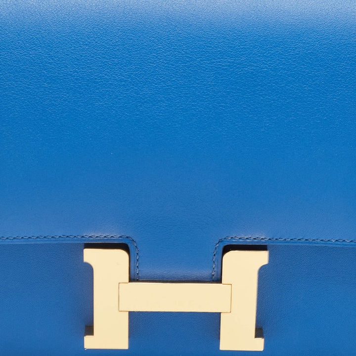 Top quality Hermes Bleu France Swift Leather Gold Finish Constance 18 Mini Bag