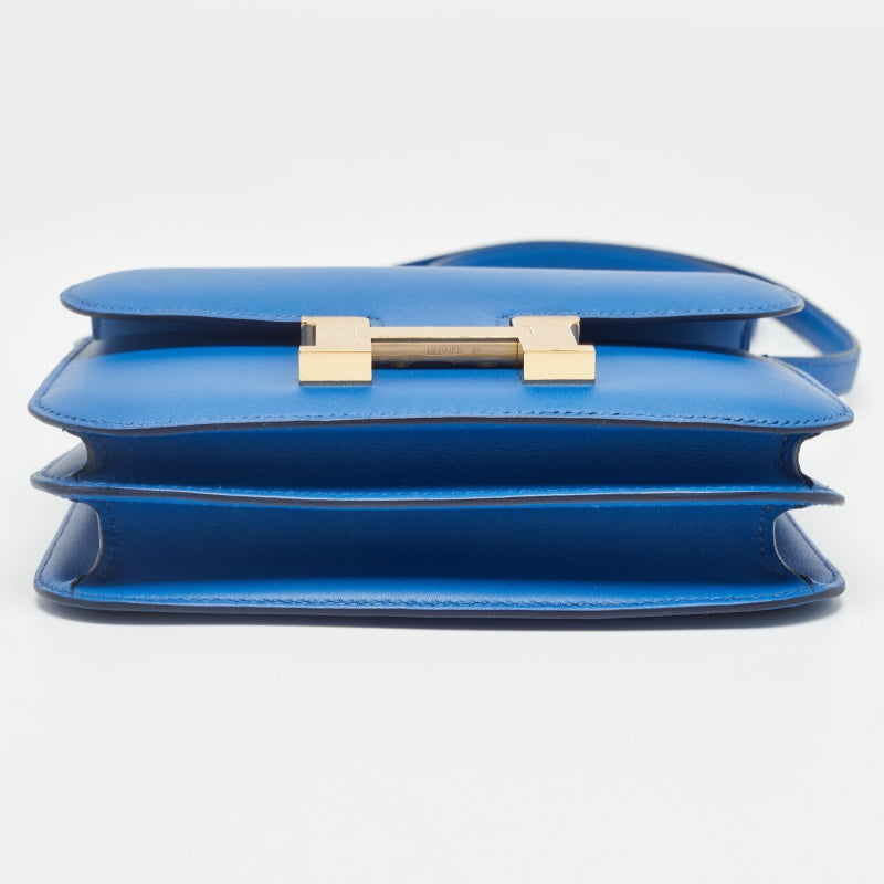 Top quality Hermes Bleu France Swift Leather Gold Finish Constance 18 Mini Bag